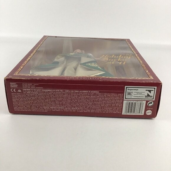 Barbie 2011 Holiday Barbie Fashion Doll Green Gold Gown Collectible Toy Mattel - Picture 6 of 6